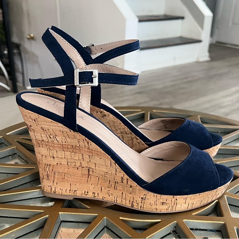 Charles by Charles David Navy Wedge Sandals - Picture 2 of 14